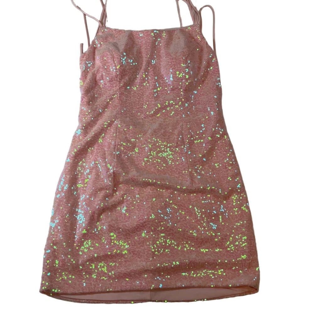 Unbranded Pink Sequin Spaghetti Straps Mini Dress Womens Size‎ 16